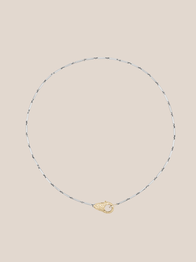 Mixed Metal Midi Lock Necklace