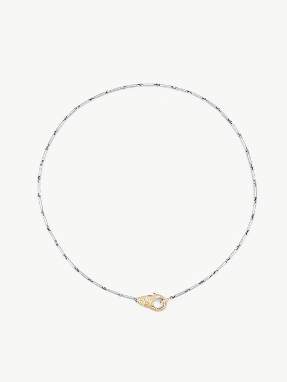 Mixed Metal Mini Lock Necklace in 925 Sterling Silver and 14k