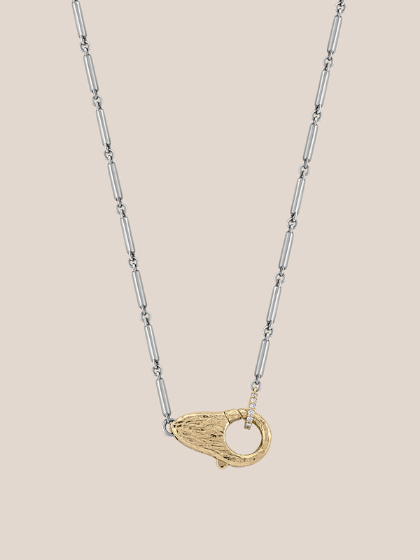 Mixed Metal Midi Lock Necklace