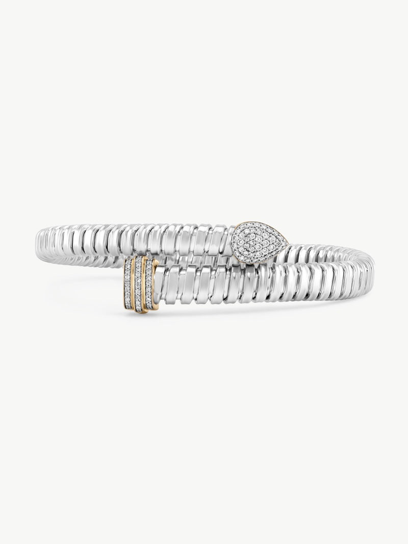 Mixed Metal Diamond Coil Cuff