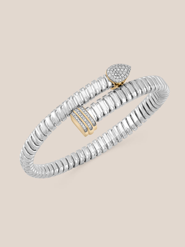 Mixed Metal Diamond Coil Cuff