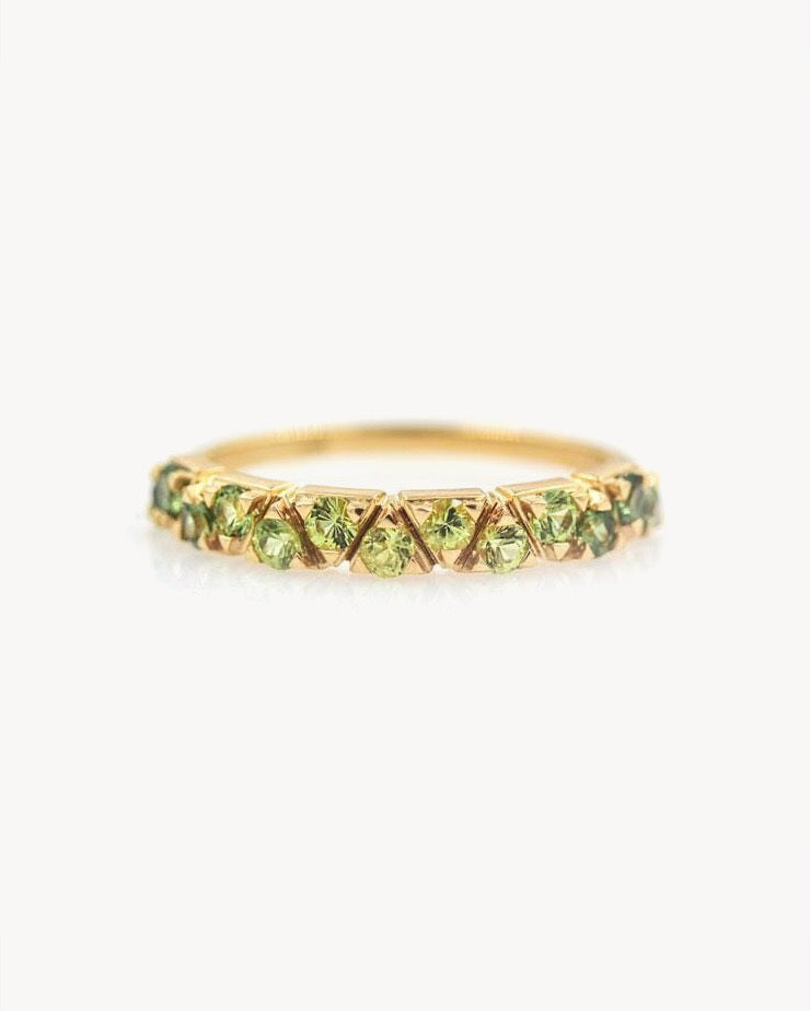 Green Sapphire Ombre Triangle Band