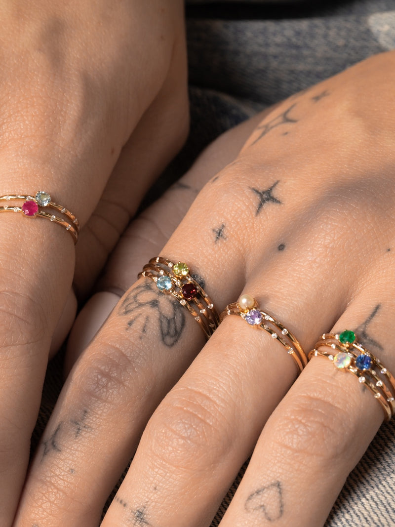 Starry Birthstone Ring