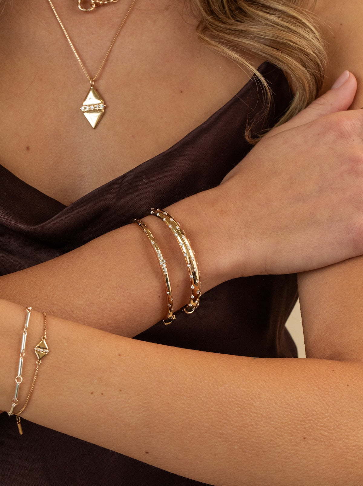 Triangle Diamond Bracelet in 14k Yellow Gold | Audry Rose