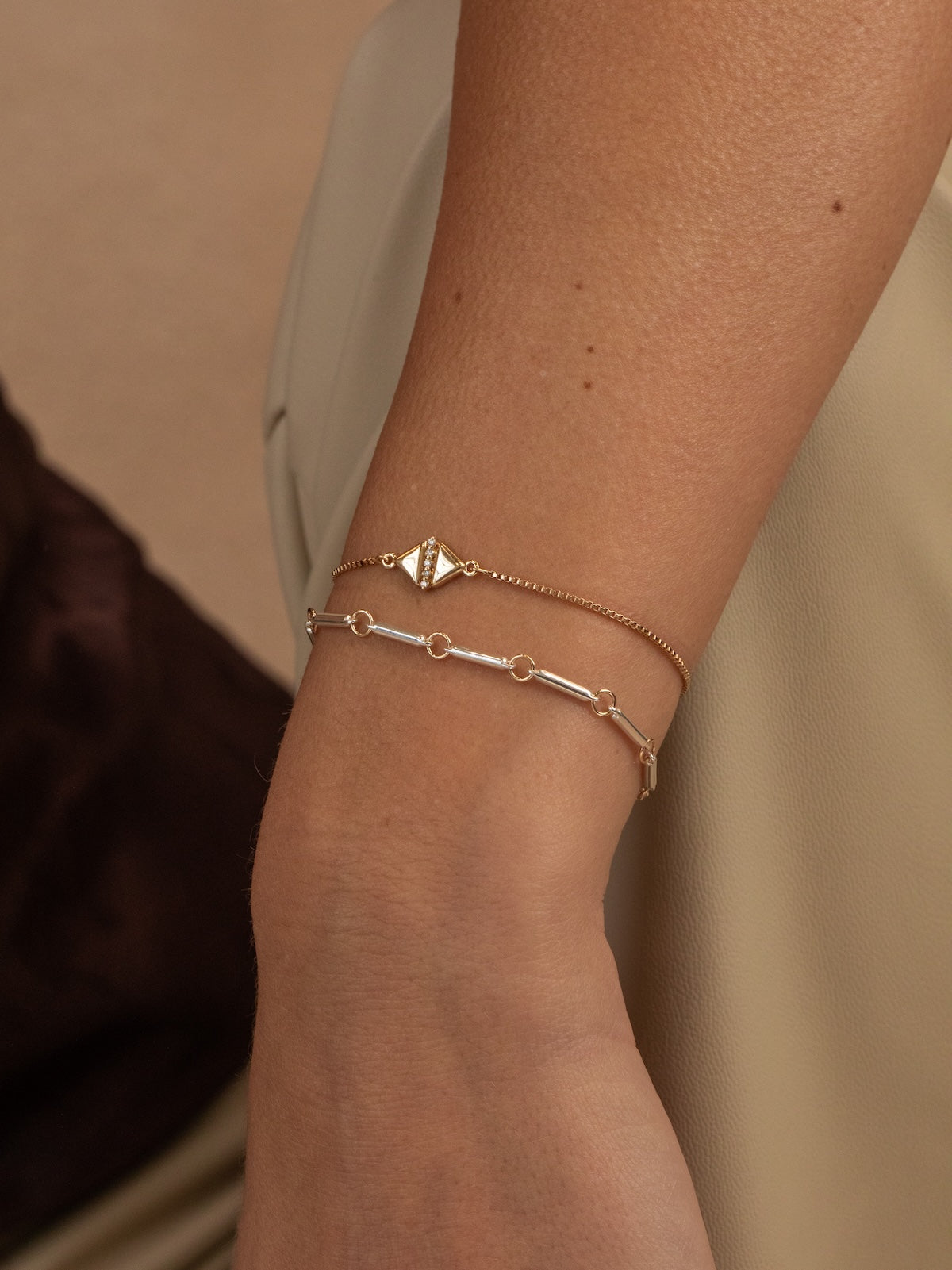 Triangle Diamond Bracelet in 14k Yellow Gold | Audry Rose