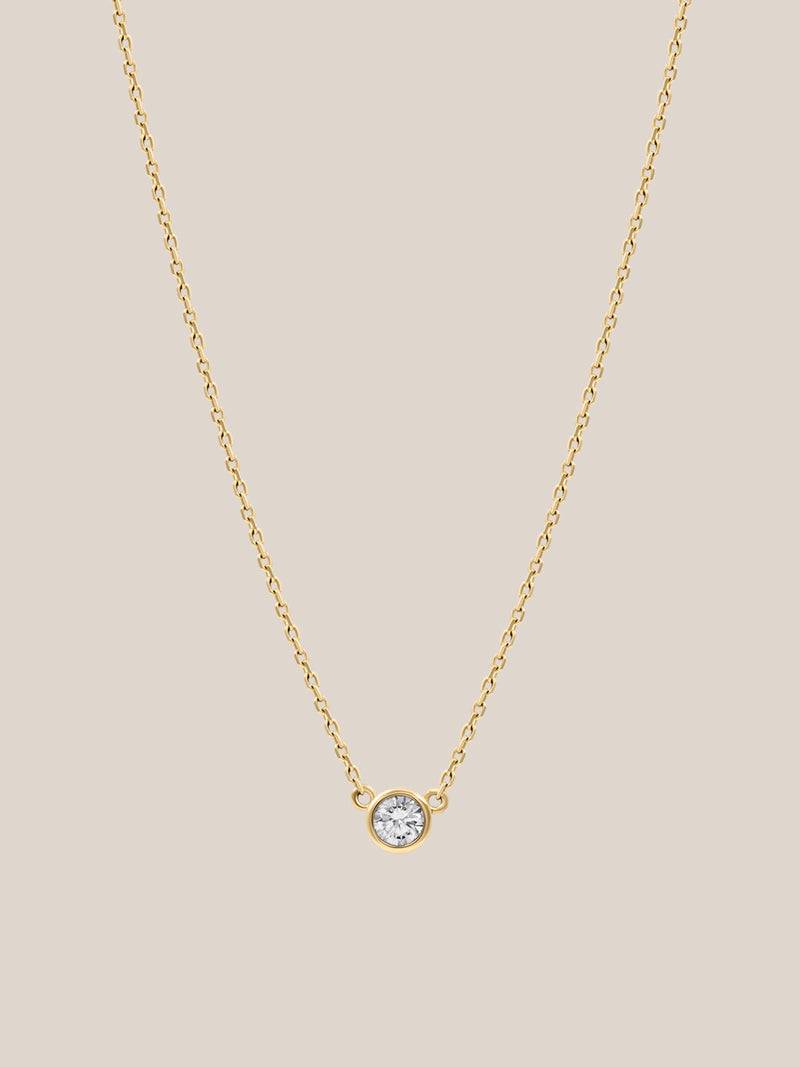 White Diamond Solitaire Bezel Necklace