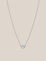 White Diamond Solitaire Bezel Necklace