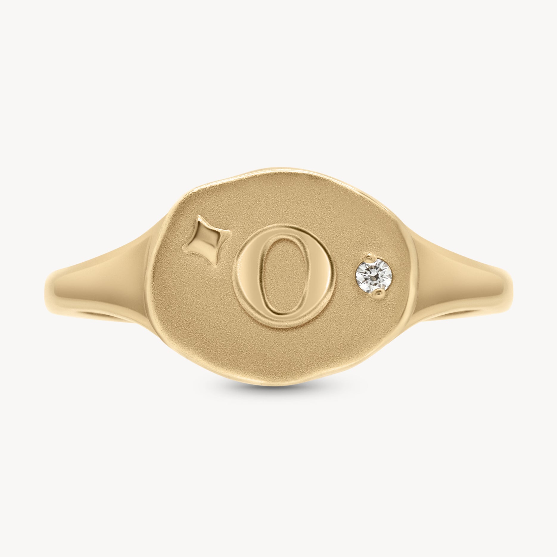 Diamond Initial Signet Ring in 14K Yellow Gold | Audry Rose