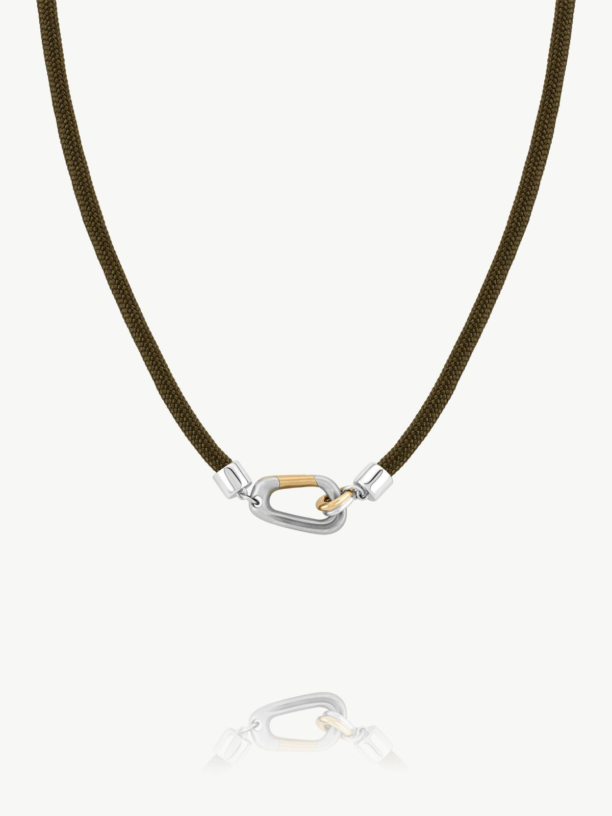Mixed Metal Carabiner Necklace in 14k Yellow Gold & Sterling
