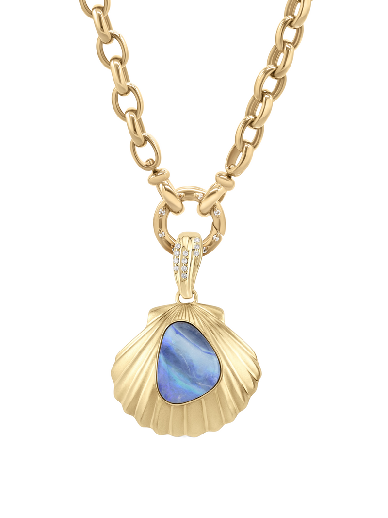 Opal Scallop Pendant - OOAK