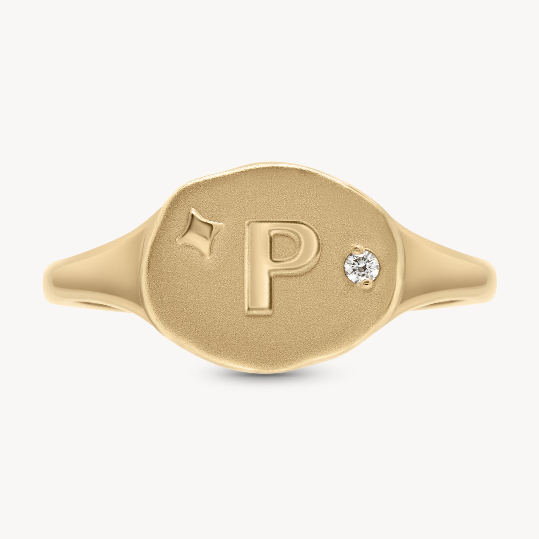 pointless journey INITIAL RING GOLD 【P】 Buy Letter P 14KT Yellow Gold Initial Ring Online | Mia by Tanishq