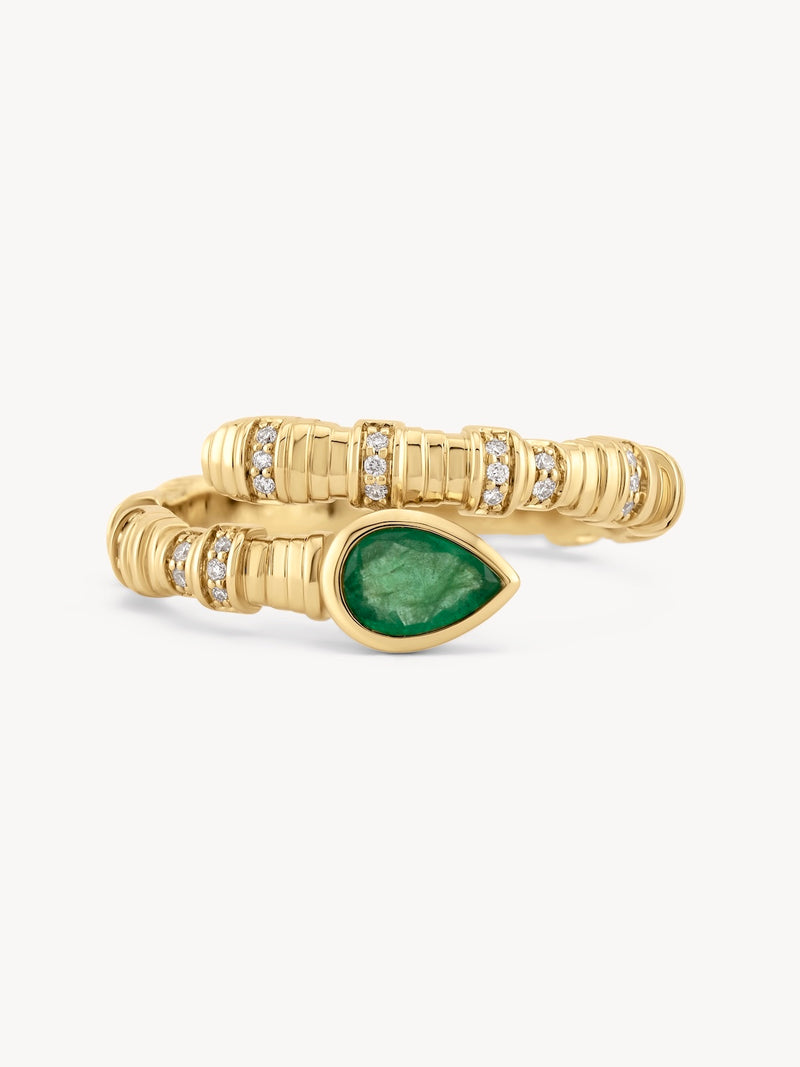 Emerald Pillar Wrap Ring