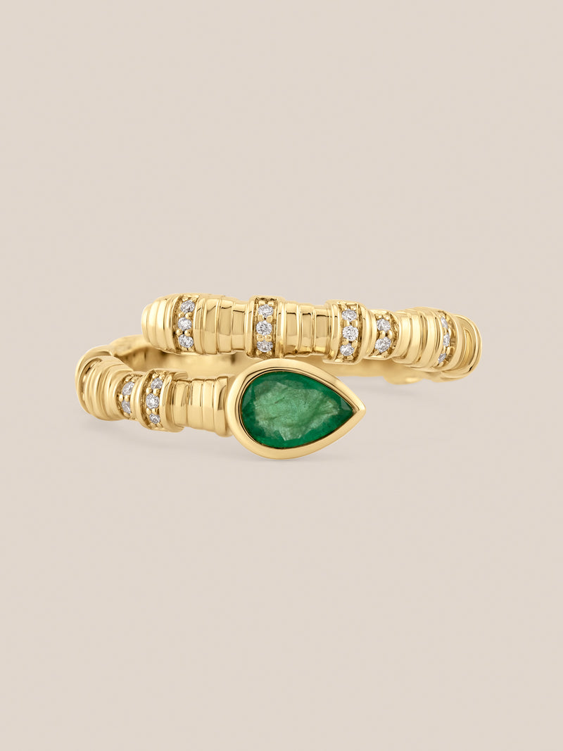 Emerald Pillar Wrap Ring