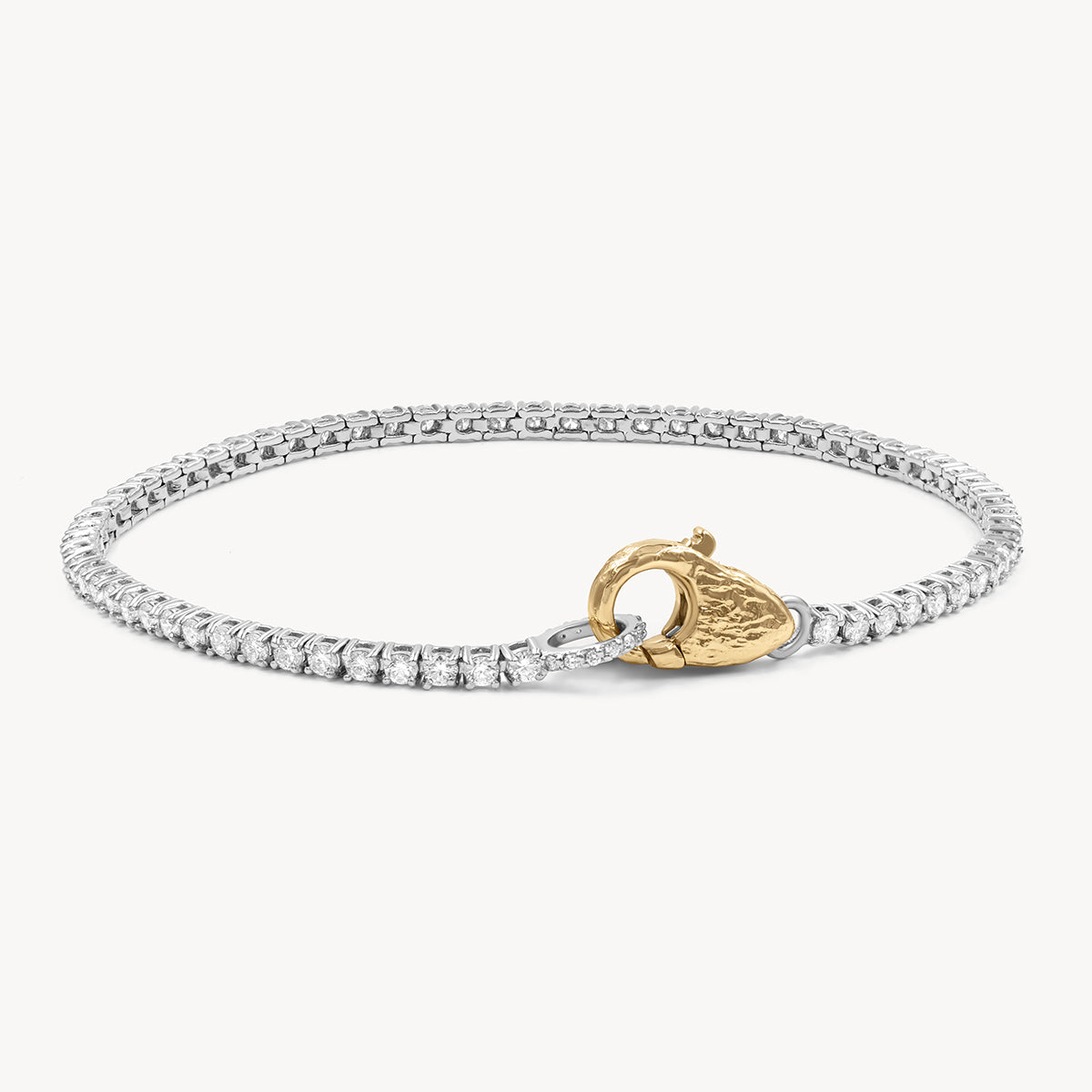 2mm Diamond Lock Tennis Bracelet 14k Solid Gold | Audry Rose