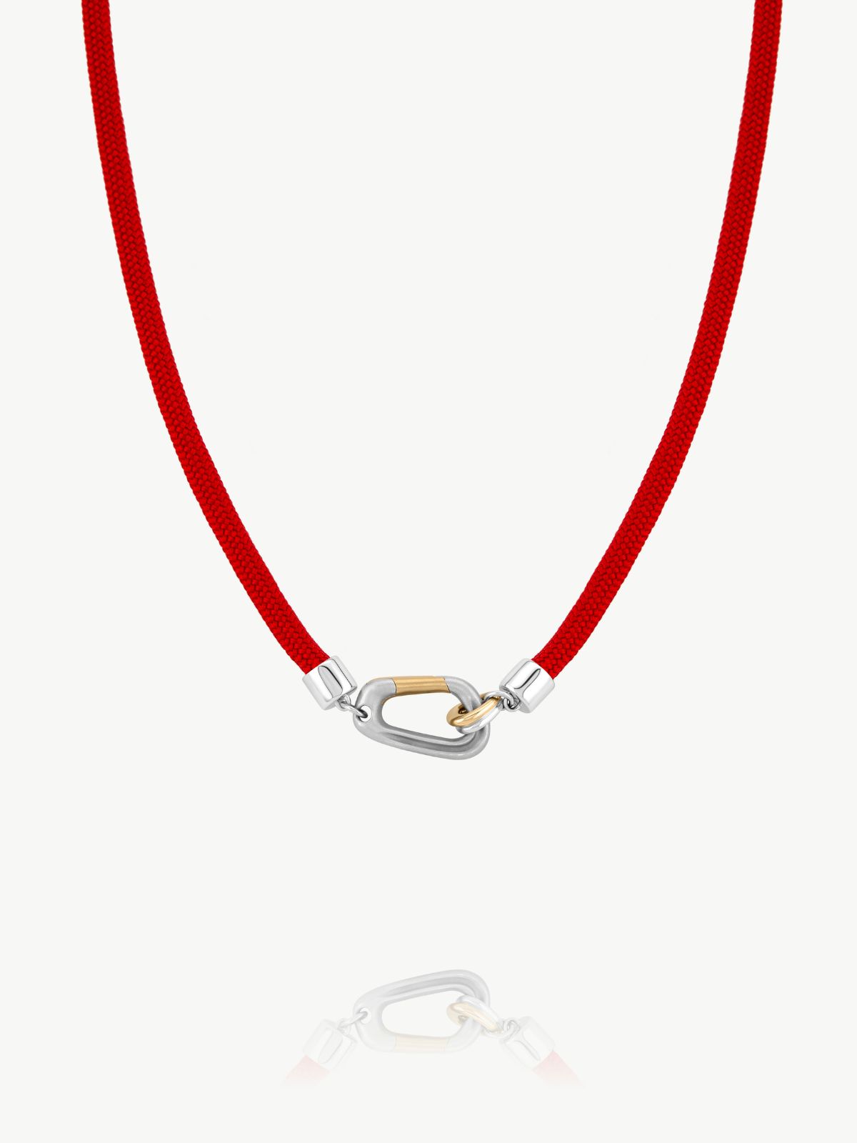 Mixed Metal Carabiner Necklace in 14k Yellow Gold & Sterling