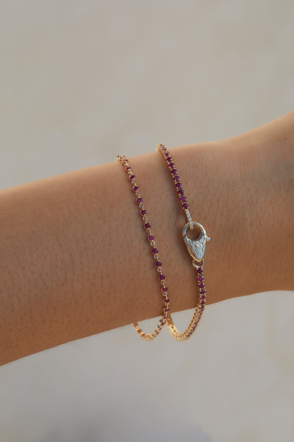 Gemstone Lock Tennis Bracelet 14k Solid Gold | Audry Rose