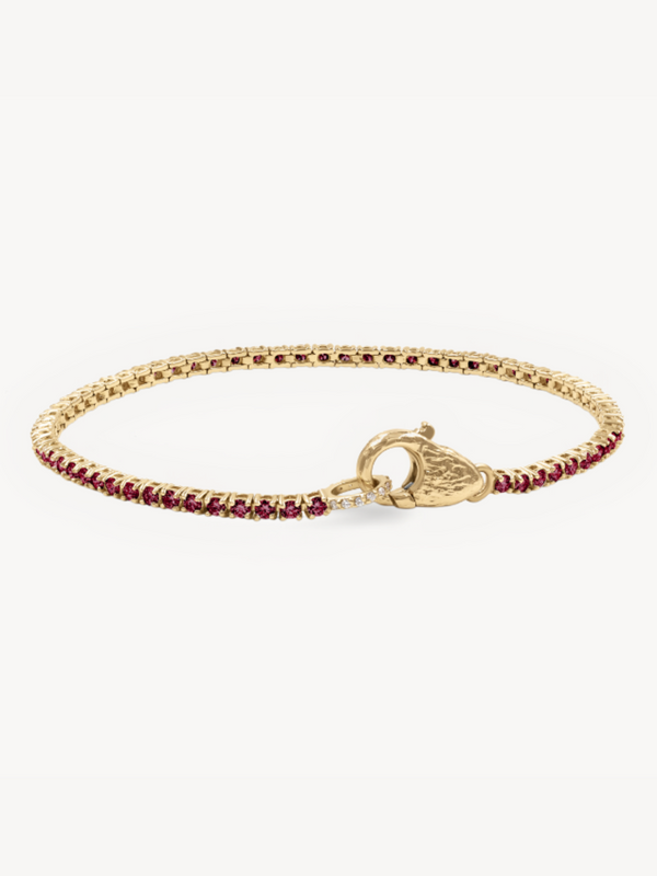 Garnet Tennis Lock Bracelet