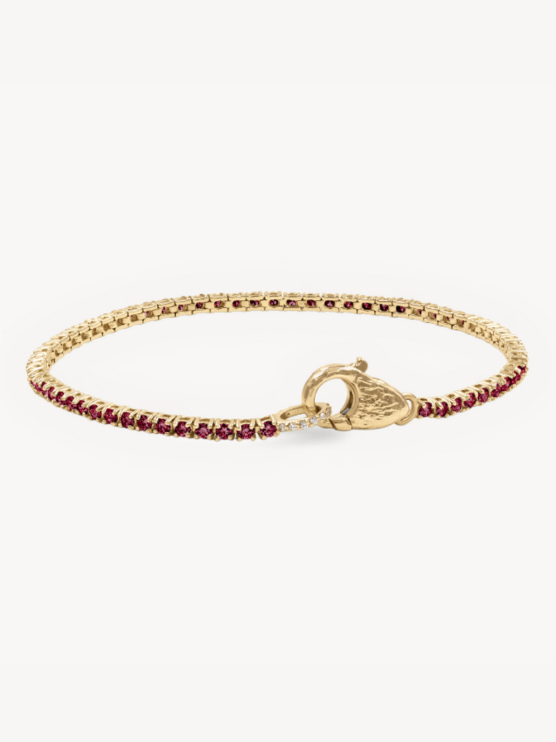 Garnet Tennis Lock Bracelet