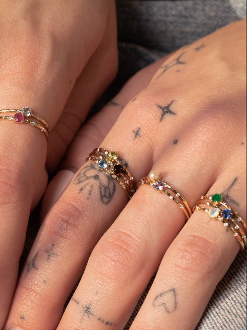 Starry Birthstone Ring