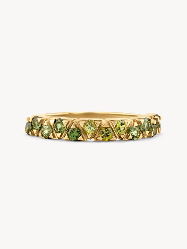 Green Sapphire Ombre Triangle Band