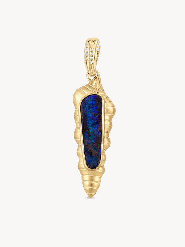 Boulder Opal Conch Pendant - OOAK