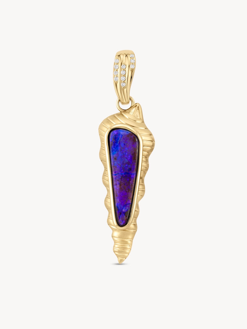 Boulder Opal Conch Pendant - OOAK