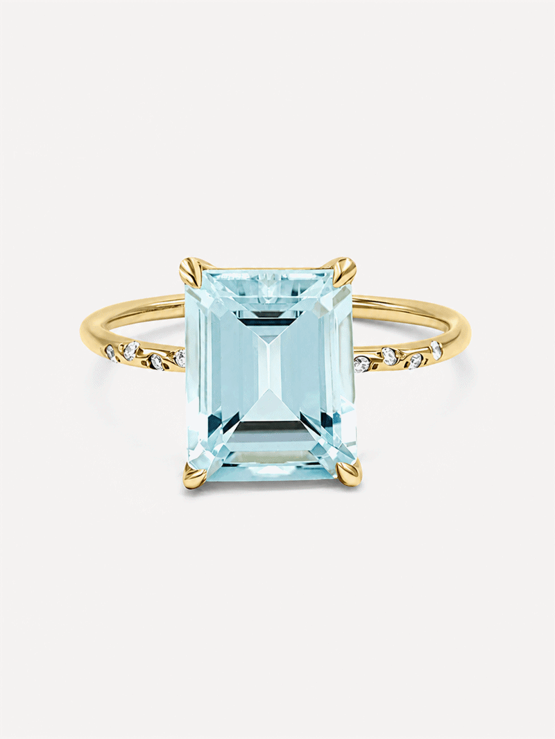 Large Starry Aquamarine Ring