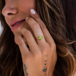 Starry Peridot Trillion Ring
