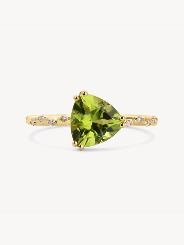 Starry Peridot Trillion Ring