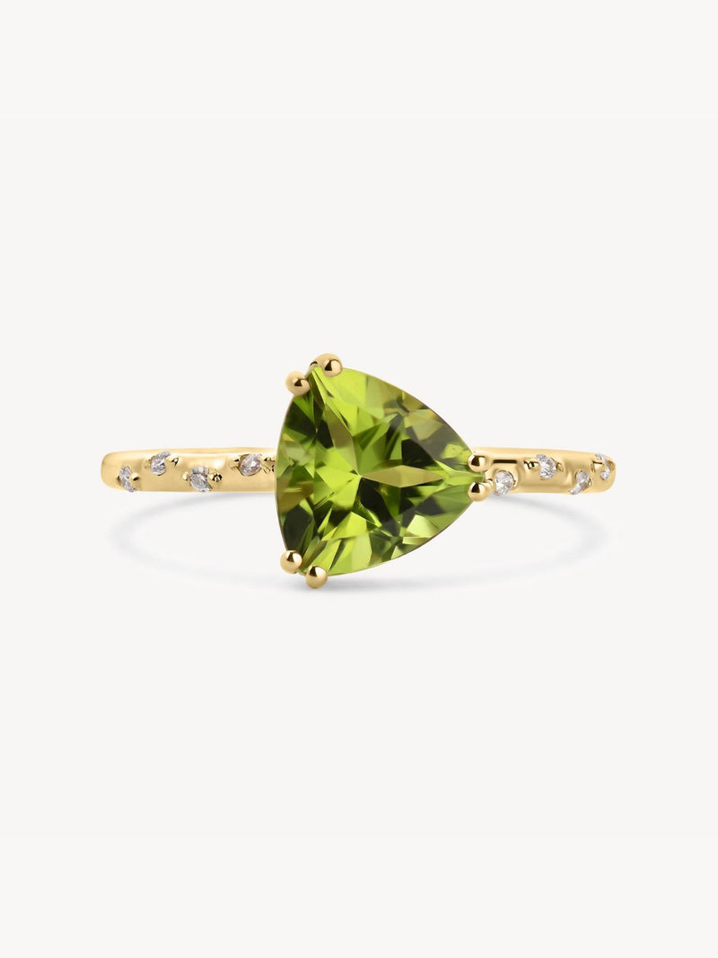 Starry Peridot Trillion Ring