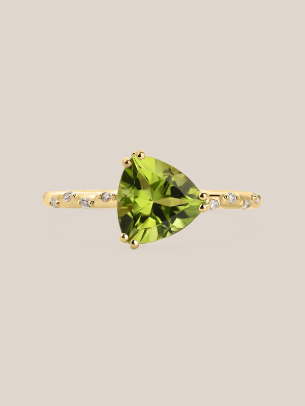 Starry Peridot Trillion Ring