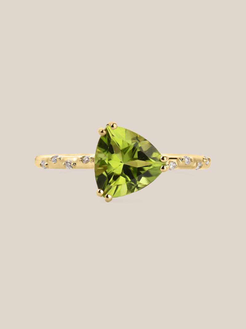 Starry Peridot Trillion Ring