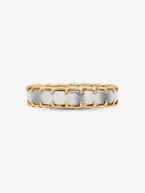Two-toned Silver Stitched Ring in 14k Gold | Audry Rose