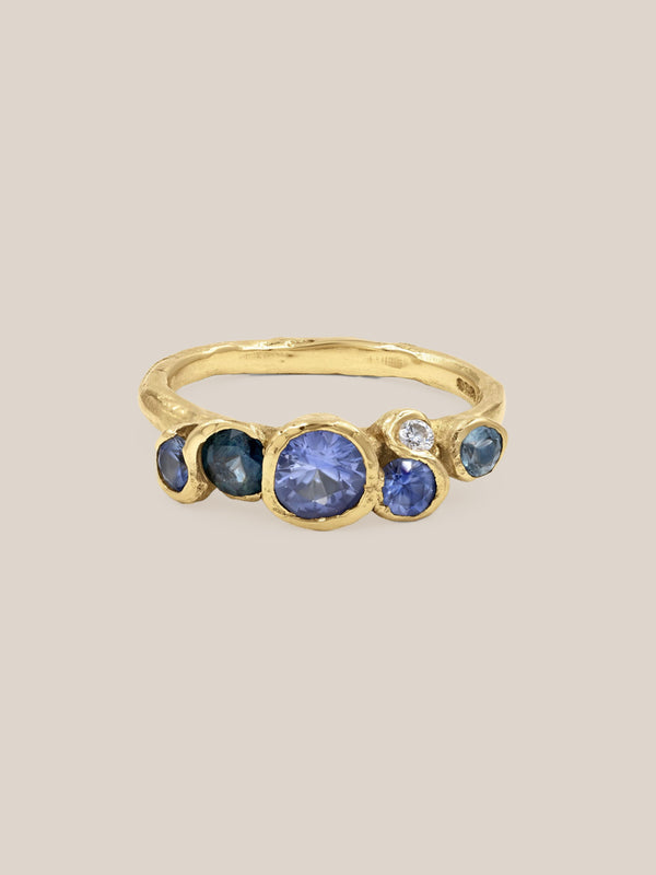 Blue Ocean Sapphires Seaweed Ring