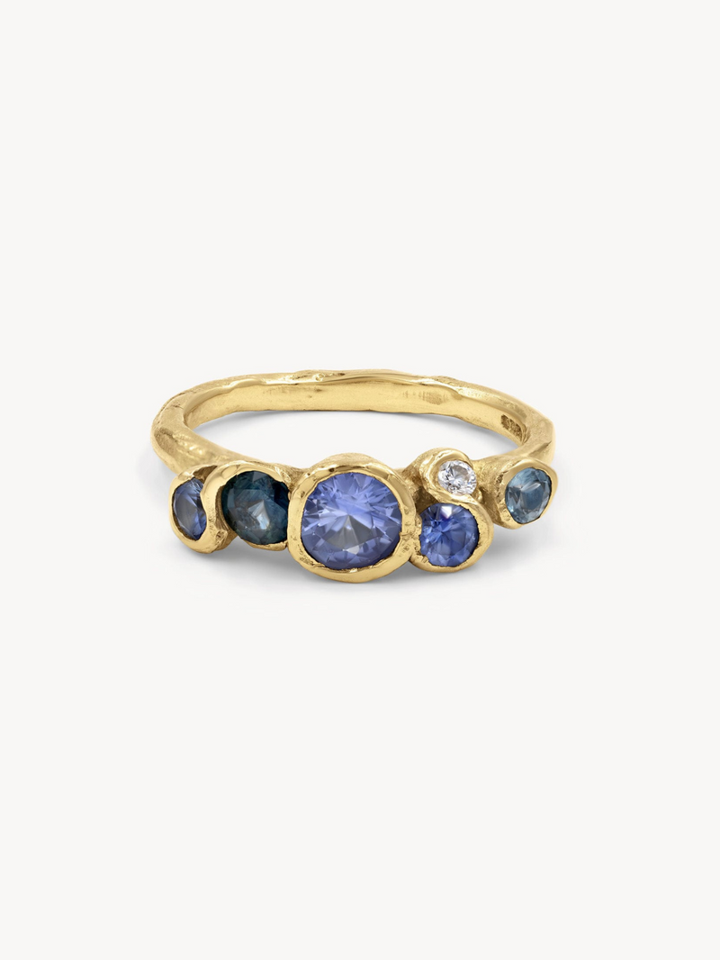 Blue Ocean Sapphires Seaweed Ring