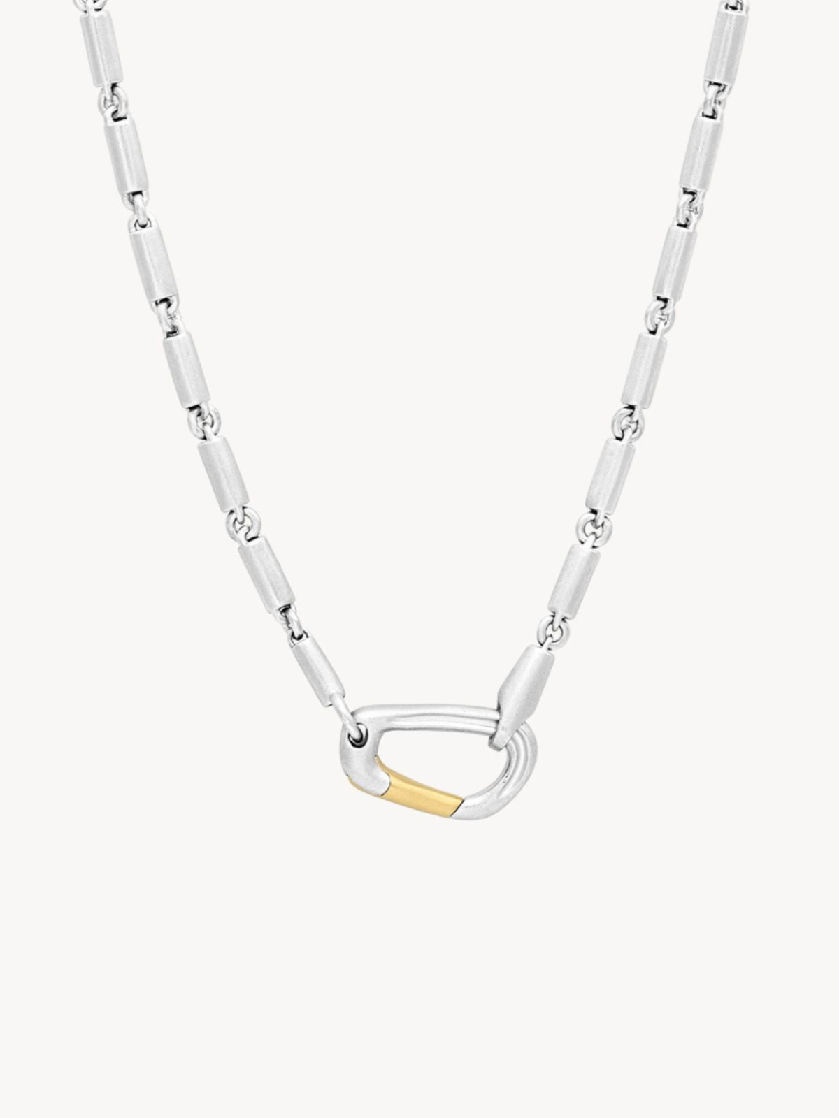 Mason Chain Carabiner Necklace in 925 Sterling Silver & 14K Yellow