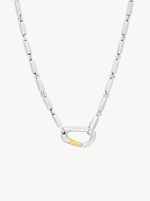 Mason Chain Carabiner Necklace in 925 Sterling Silver & 14K Yellow