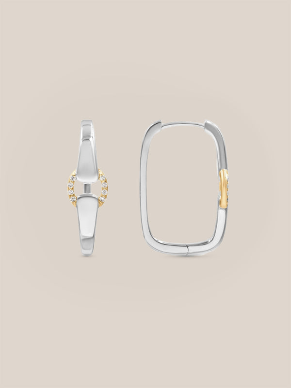 Mixed Metal Diamond Buckle Earrings