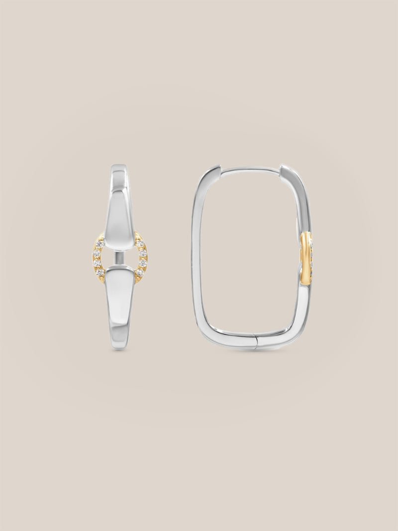 Mixed Metal Diamond Buckle Earrings