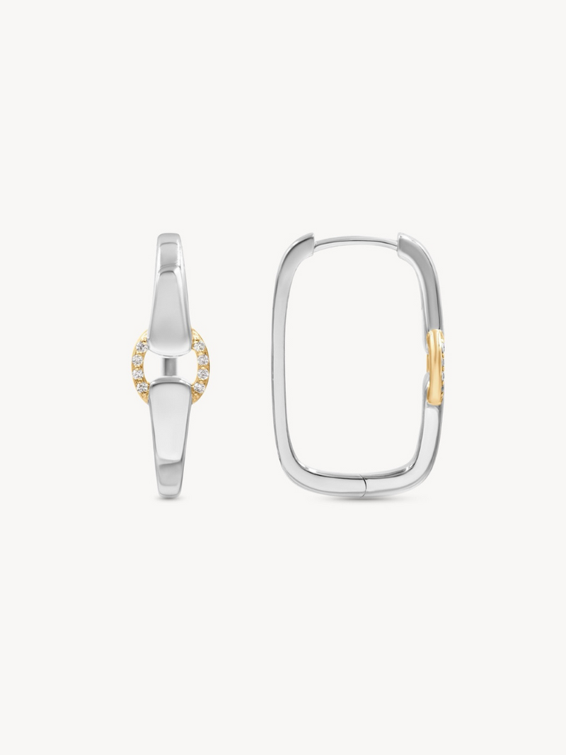 Mixed Metal Diamond Buckle Earrings