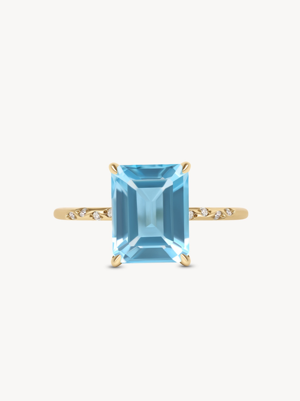 Large Starry Blue Topaz Ring