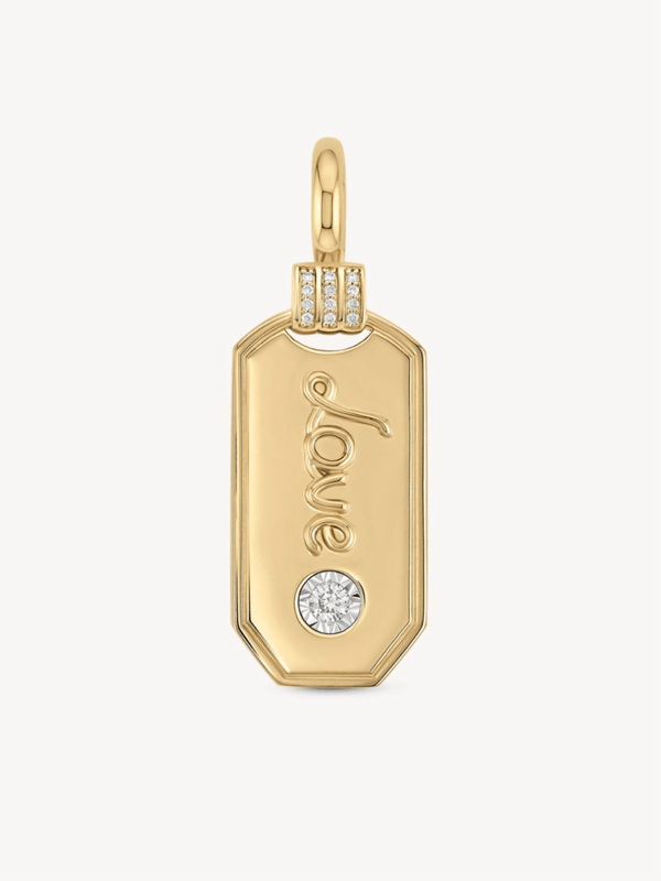 Custom Latch Dog Tag Pendant in 14k Yellow Gold with Diamond Custom Latch Dog Tag Pendant in 14k Yellow Gold with Diamond