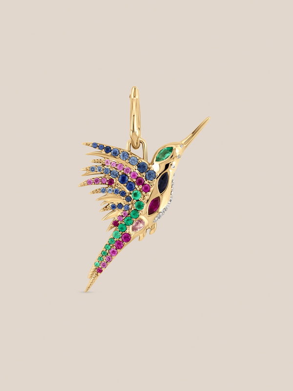 Rainbow and Diamond Colibri Pendant