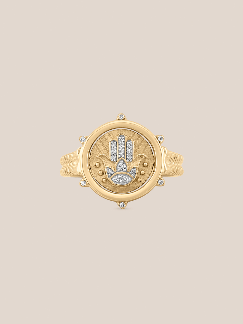 Hamsa and Evil Eye Double Sided Flip Ring