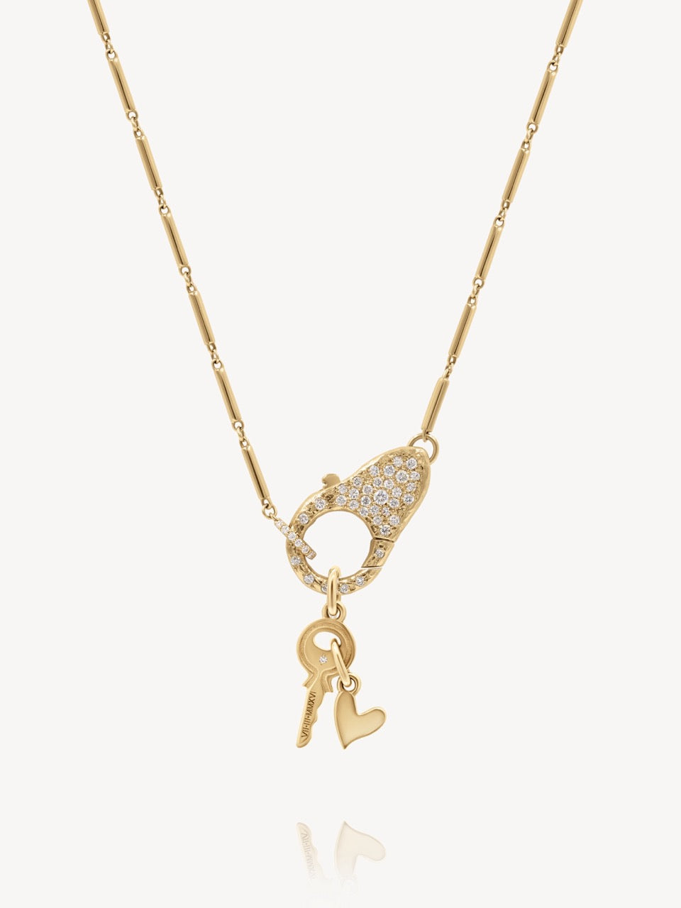 Key and Heart Pendant in 14k Solid Yellow Gold | Audry Rose