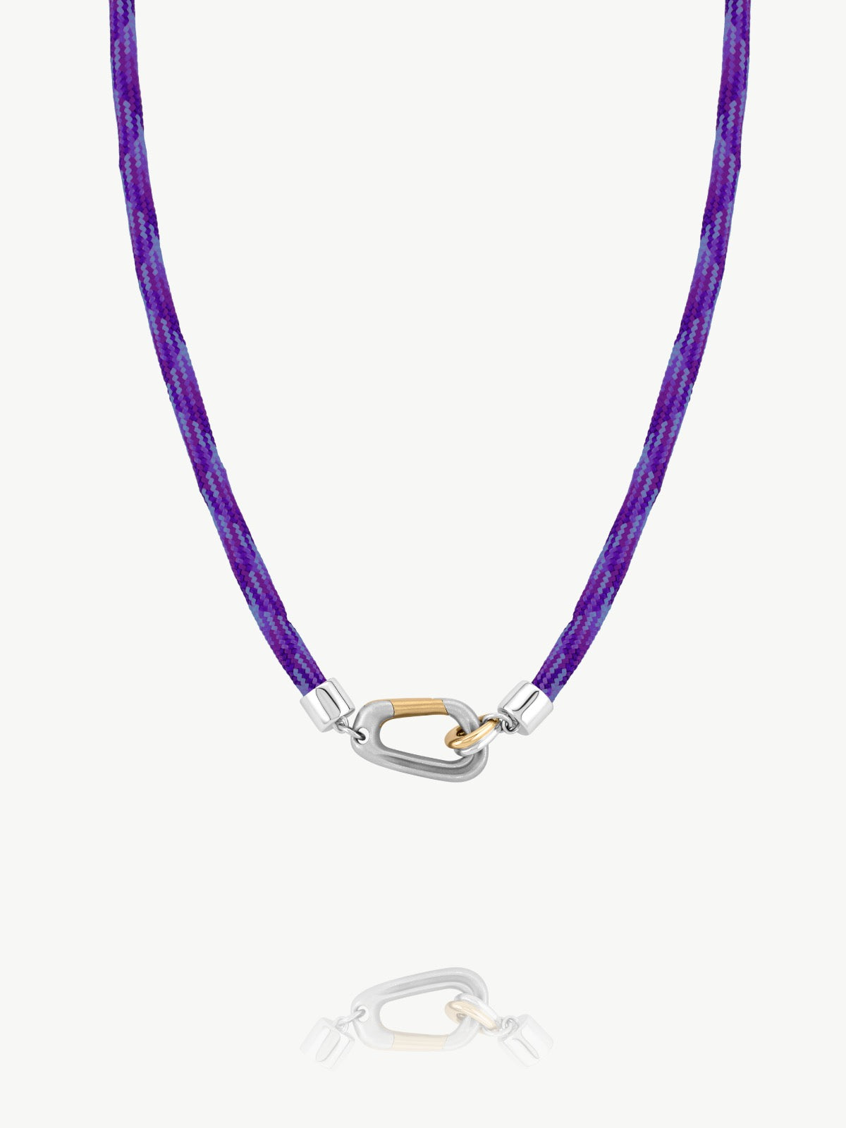 Mixed Metal Carabiner Necklace in 14k Yellow Gold & Sterling
