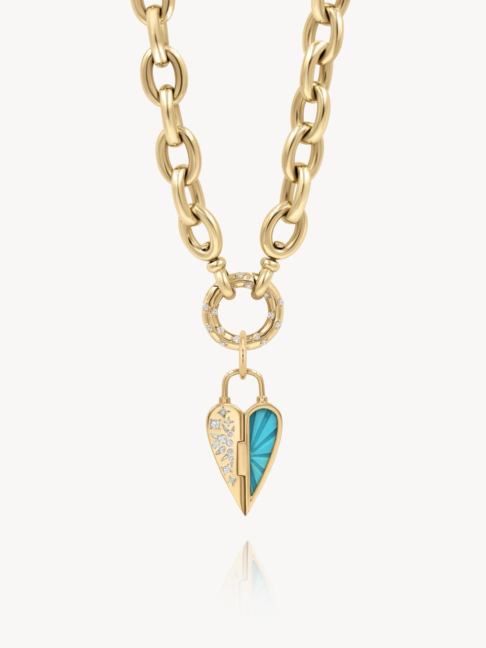 Two Sided Turquoise Heart Pendant in 14k Yellow Gold | Audry Rose