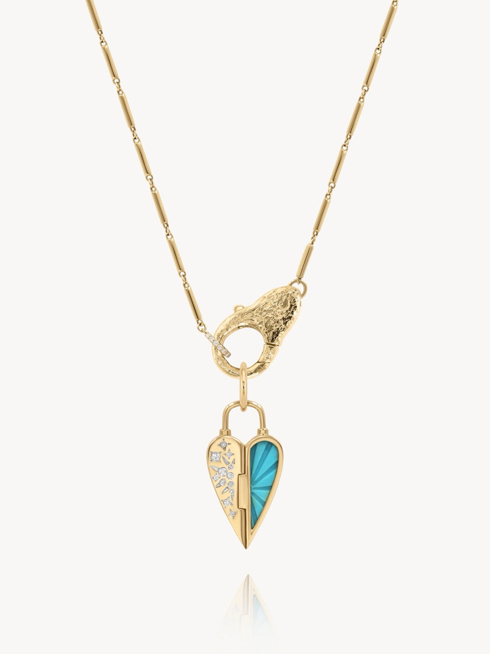 Two Sided Turquoise Heart Pendant in 14k Yellow Gold | Audry Rose