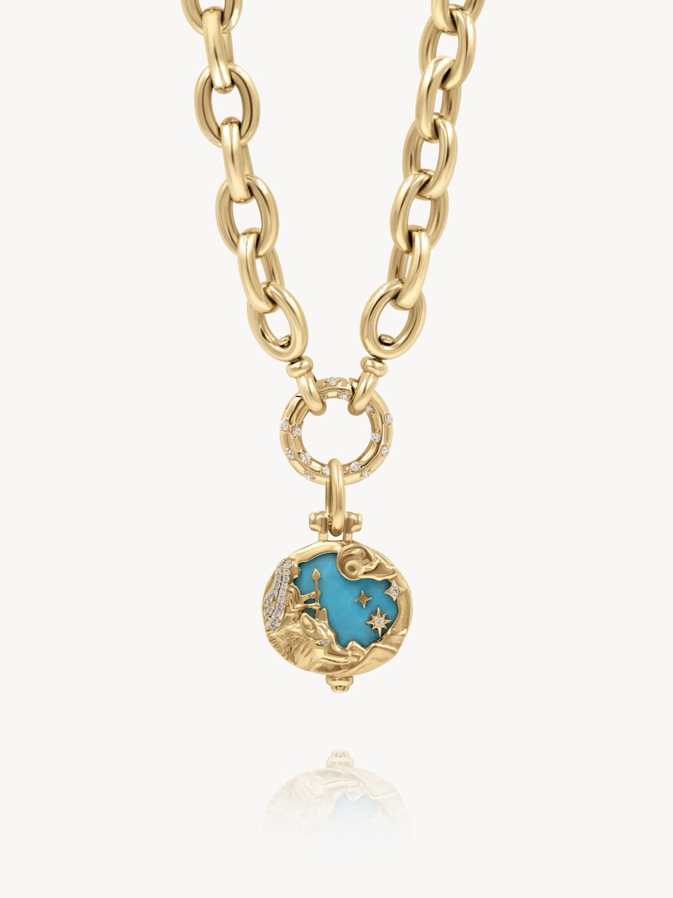 アクセサリー uriuri Three Stories Jewelry Tree of Life Azurite Oval Pendant in 14k