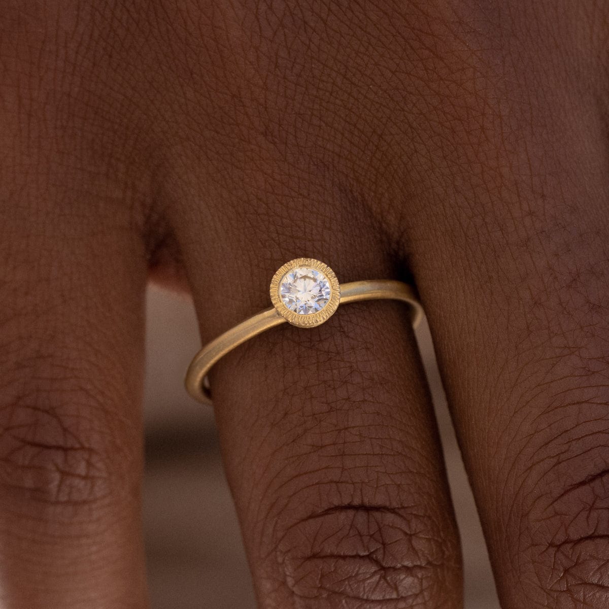 Satomi Kawakita Diamond Solitaire Ring in 18k Matte Yellow Gold